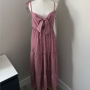 Red Gingham Tie-Front Maxi Dress - Women